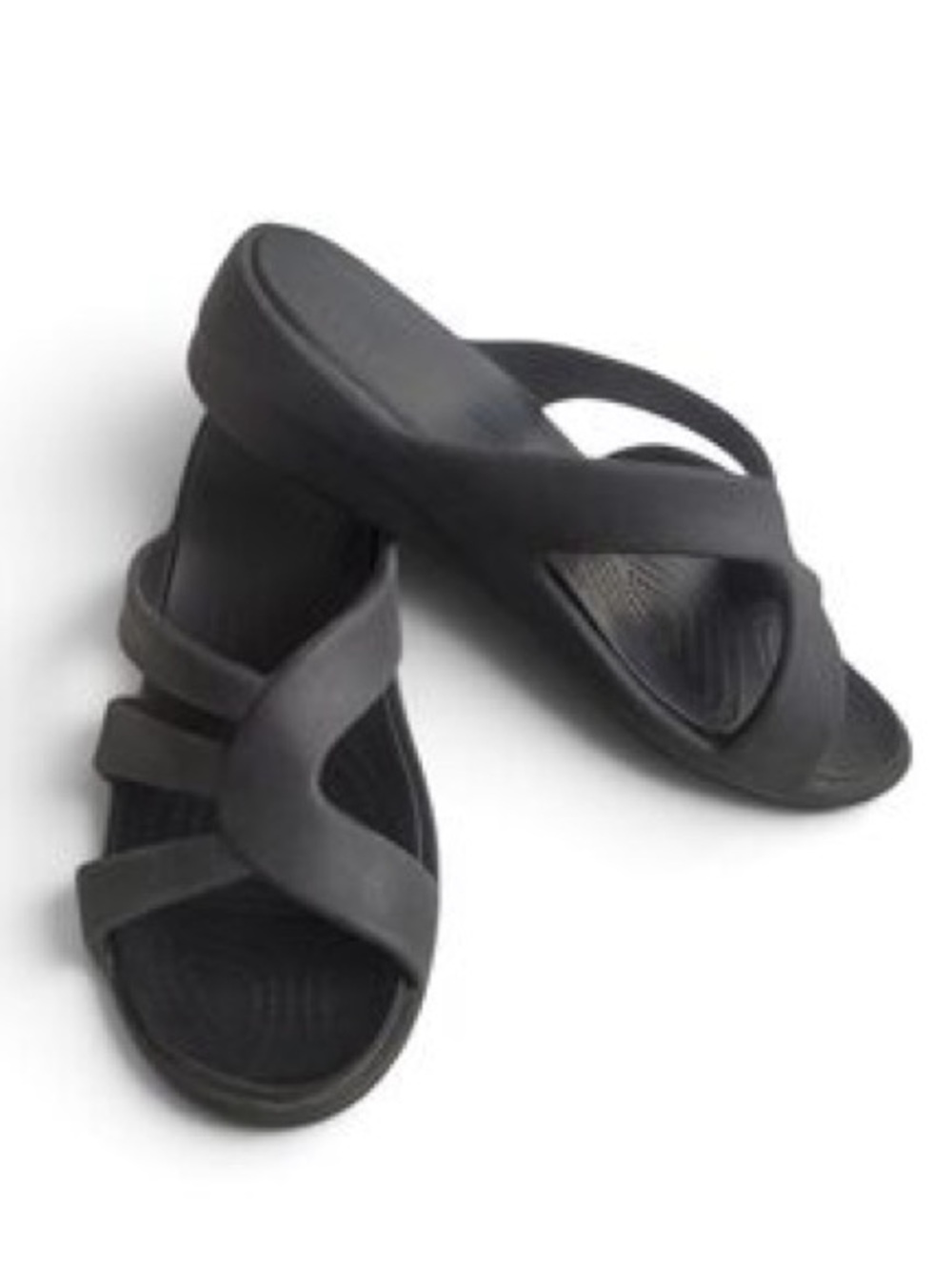 Crocs Sanrah wedge black slip on sandals - Size 7 💜